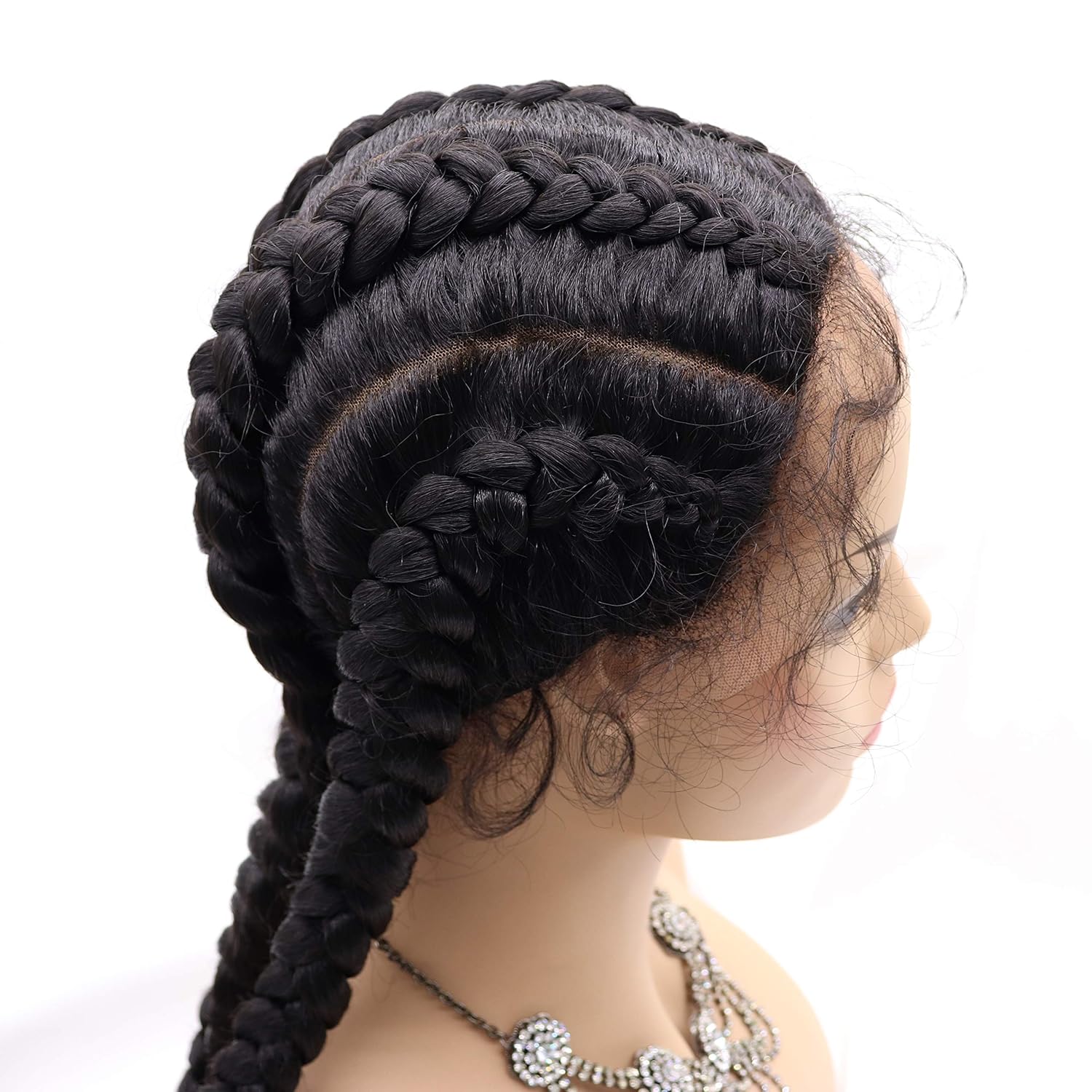 xiweiya Long Black Braided Wig Cornrow Braid Wigs Wear And Go Braided Wig Double Dutch Black Braids100% Hand-Braided Wig Box Braid Wig 360 Swiss Lace Front Wig for Women 4xTwist Braids Wig 36inch