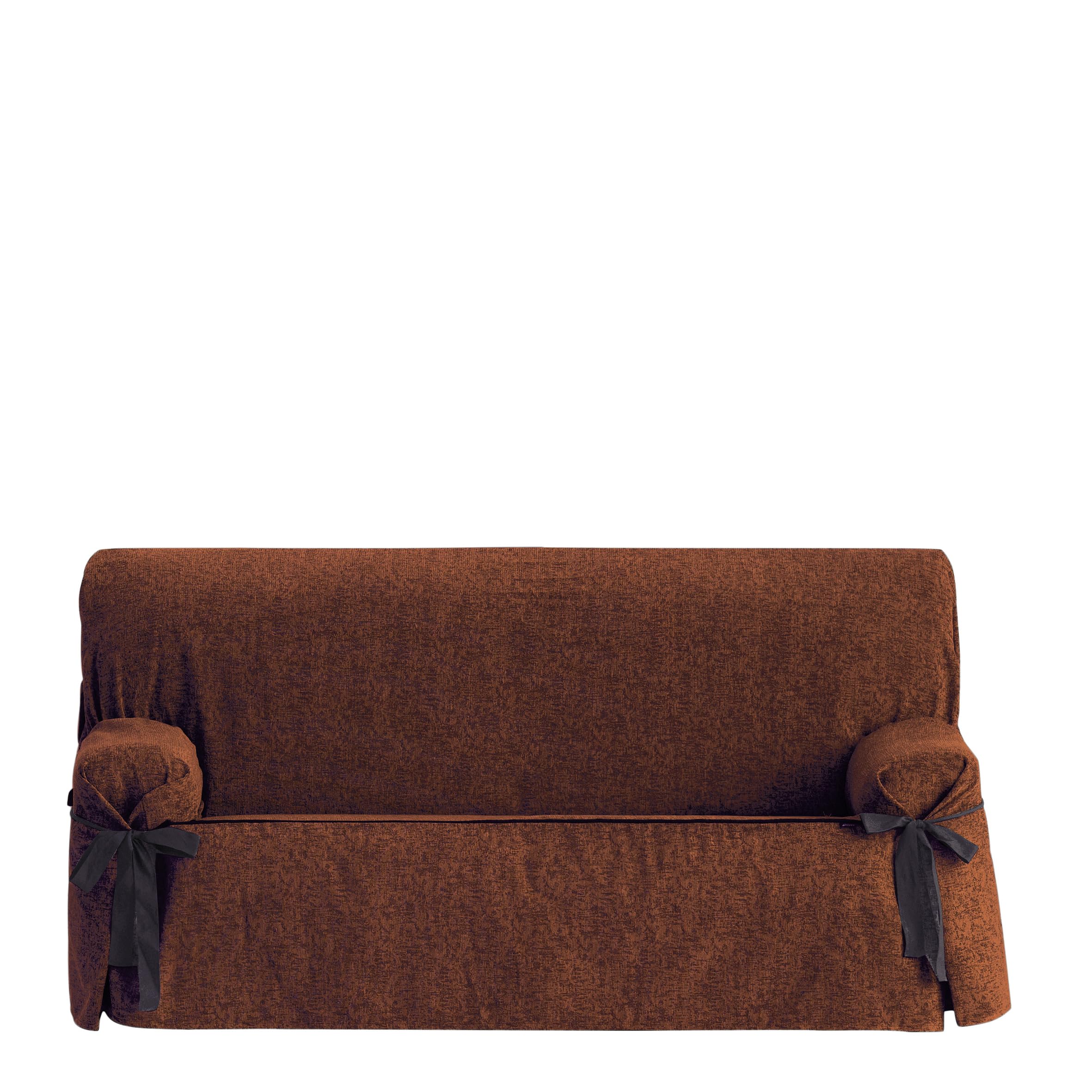 Housse de canapé chenille orange 180-230 cm extensible pour salon contemporain