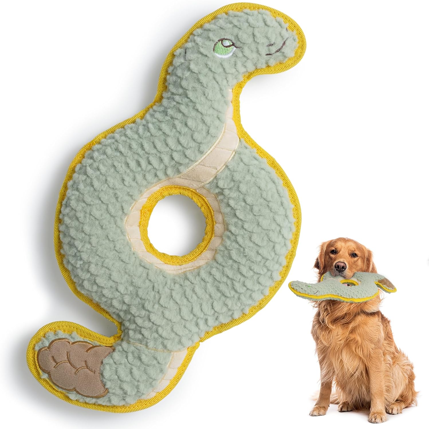 Nocciola Squeaky Dog Toy, New 2025 Ring Snake Dog Toy for Tug of War, Stuffed Toy with Two Tough Layers, Interactive Tug Training to Keep Them Busy, Green