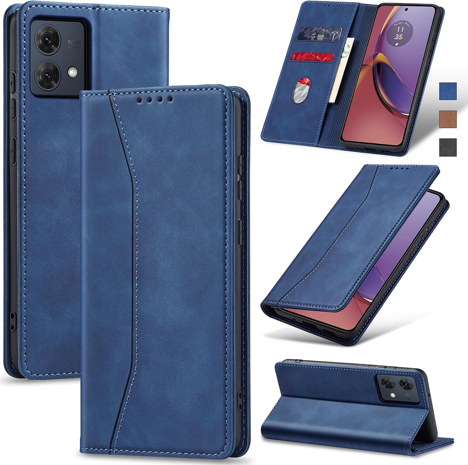 MOBYDEFEND Bookcase Magnetische Sluiting Geschikt Voor Motorola Moto G75 Telefoonhoesje Voor Motorola Motorola Moto G75 Roze 148018492