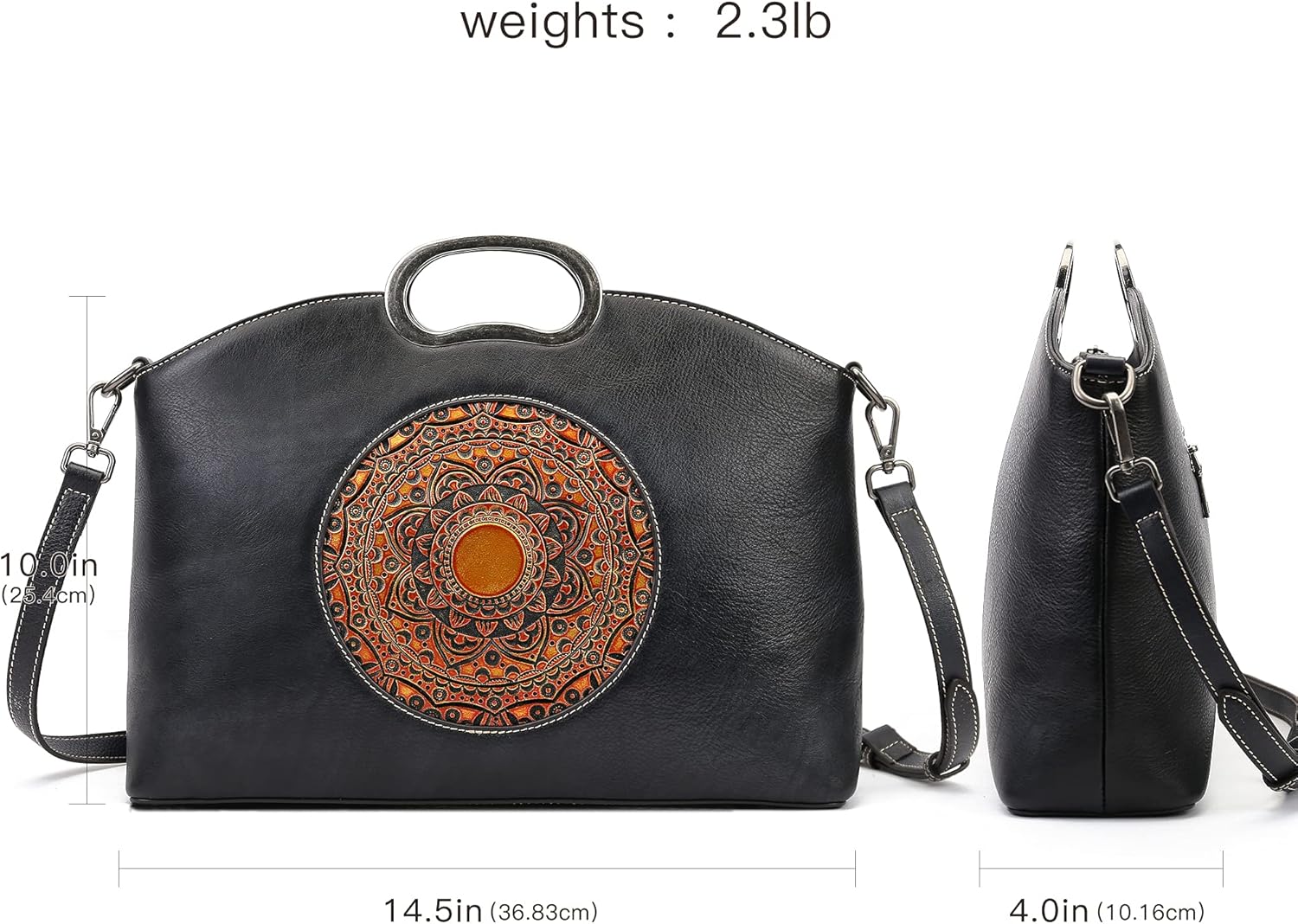 Genuine Leather Handbags Purses for Women Crossbody Bag Large Satchel Vintage Embossed Totem Shoulder Hand Bag - Image 5