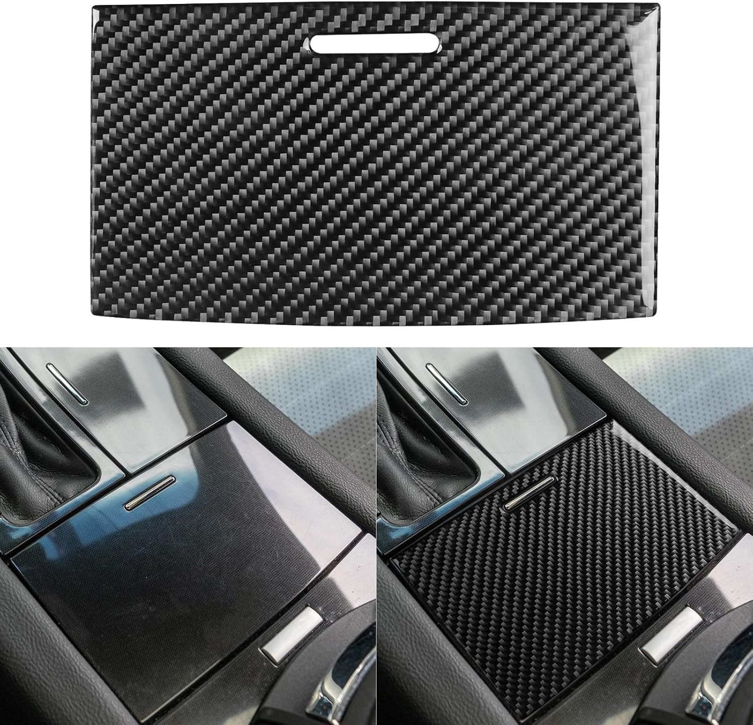 Real Carbon Fiber Compatible with Ford Taurus SEL/Limited/SE/SHO 2013-2019 2014 2015 2016 2017 2018 Accessories Car Storage Box Panel Cover Interior Trim Sticker Decal Black 1PC