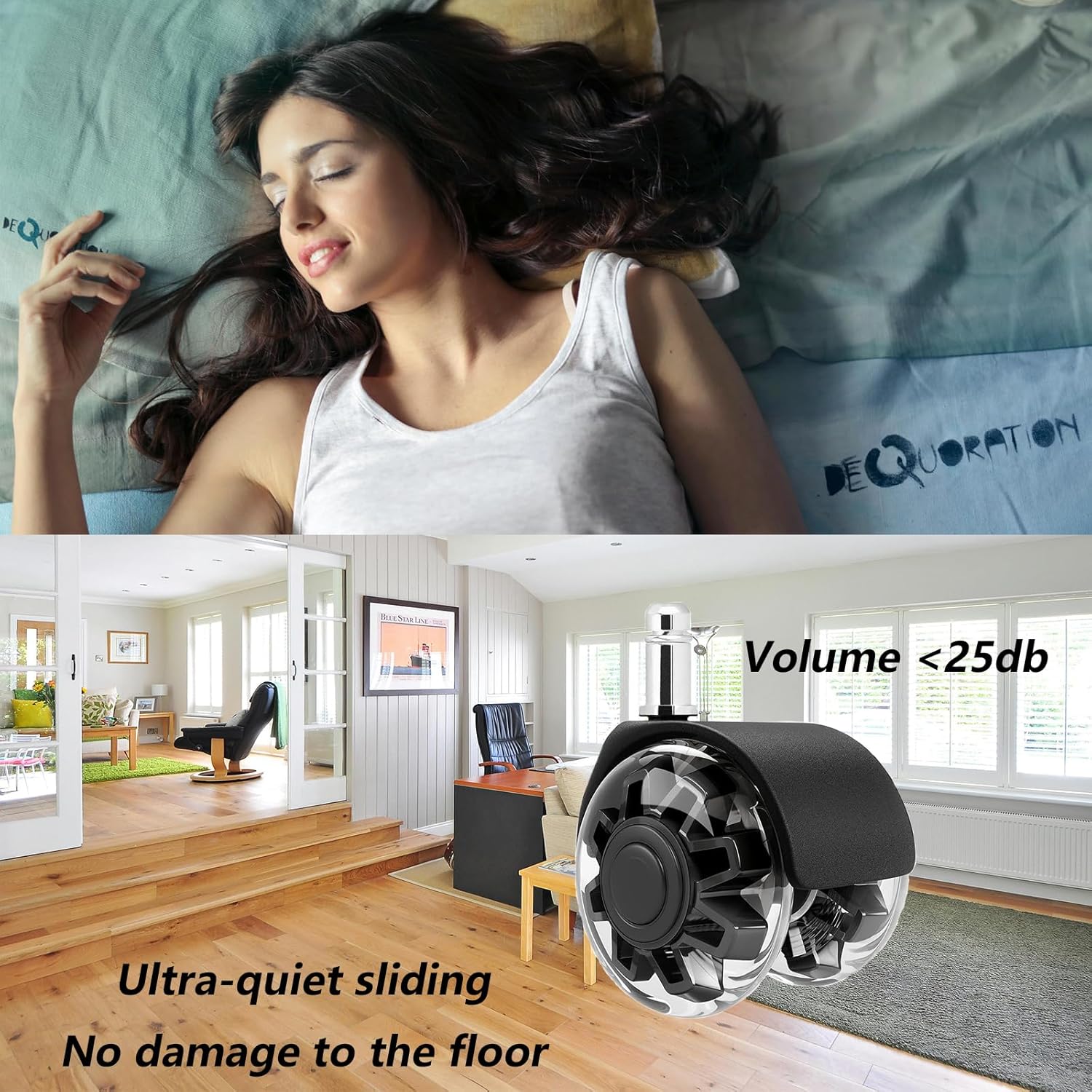 Office Chair Caster Wheels Set of 5,2.5 inch Heavy-Duty Rollers Chair Wheels,Universal Size 11x22mm,Rubber Mute Chair casters for Hardwood Floors Carpet and Mats.