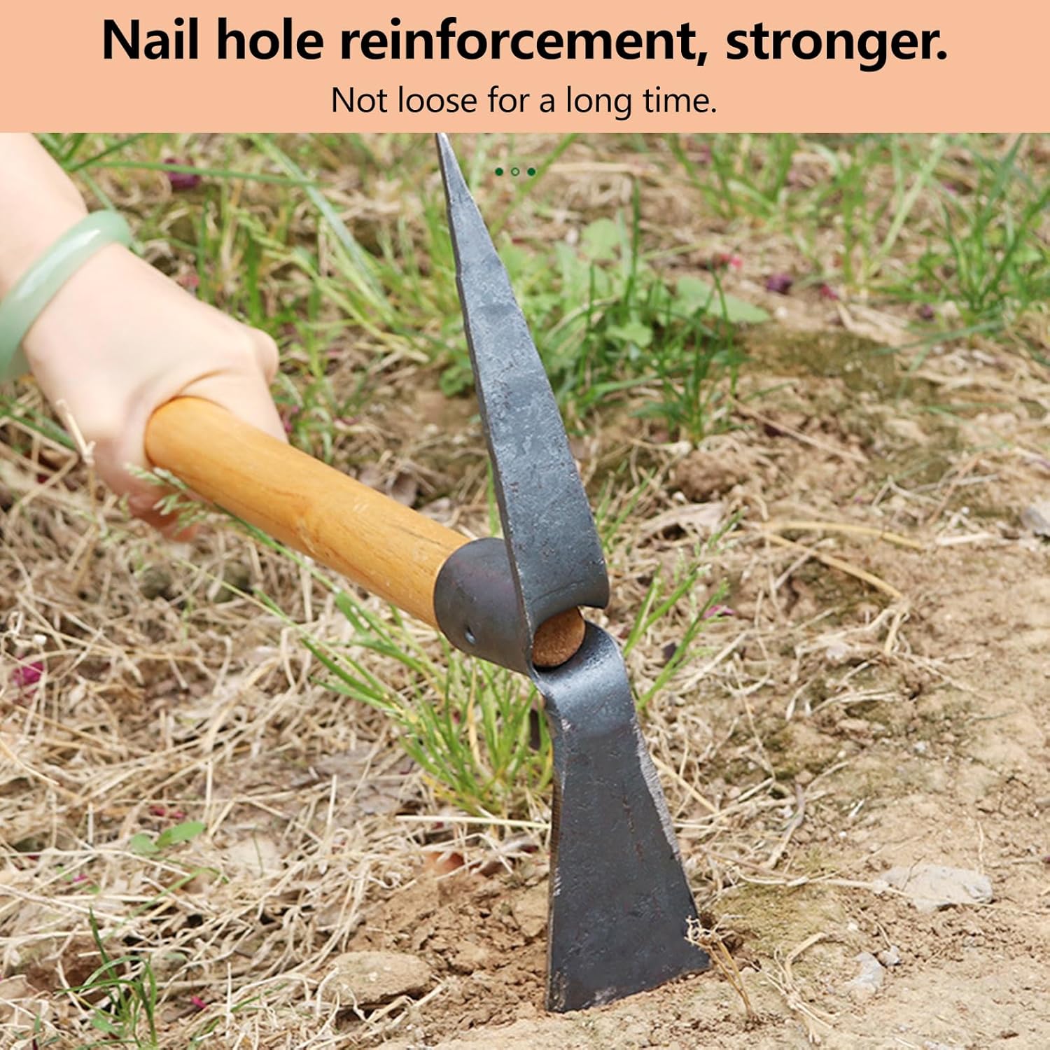 Gardening Pick Axes, Heavy Duty Pick Axe Hand Tool Pickaxe Mattock Hoe with Wooden Handle Mattock Pick Multipurpose Hand Tool for Outdoor