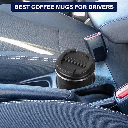 Miniatura 7 de PHREKUDA Taza de café taza de viaje con tapa de sellado a prueba de derrames vaso de café de 12 onzas de acero inoxidable aislado al vacío para café