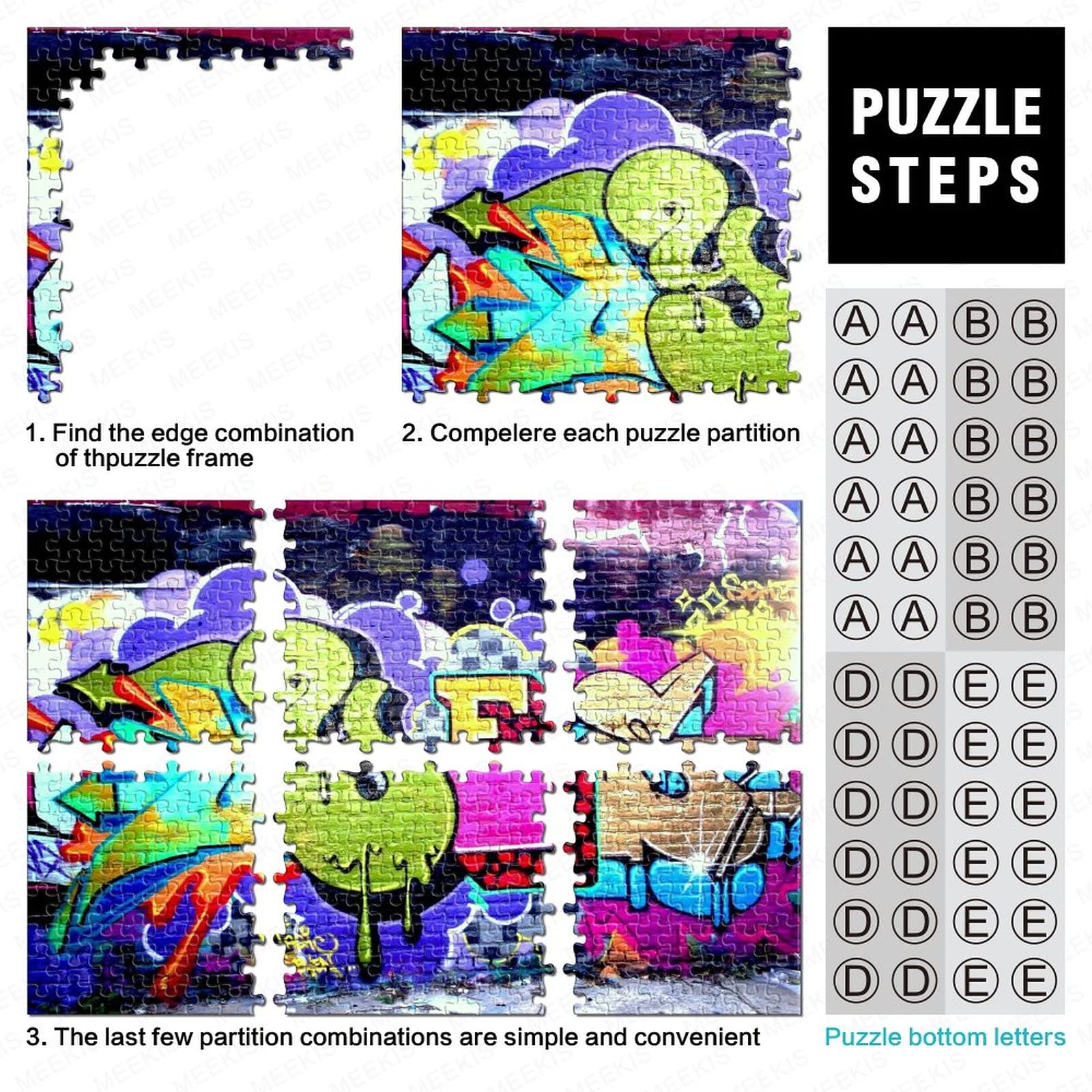 Graffiti-Musik-Puzzle 1000 Teile – Rundes, Buntes Geometrie-Puzzle Für Erwachsene & Kinder