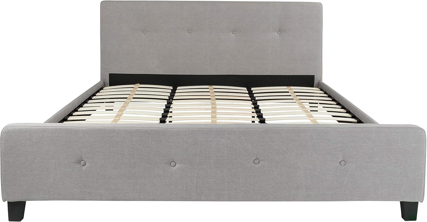 Flash Furniture Tribeca King Size Tufted Upholstered Platform Bed in Light Gray Fabric