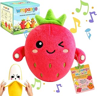 Sensory Toys, Interactive Music Plush Toy with Human Touch Sensors, Soft Fruit Plush Toy with Dual Play Modes, Touch Play Make Music Toy for Multiplayer Christmas，Strawberry
