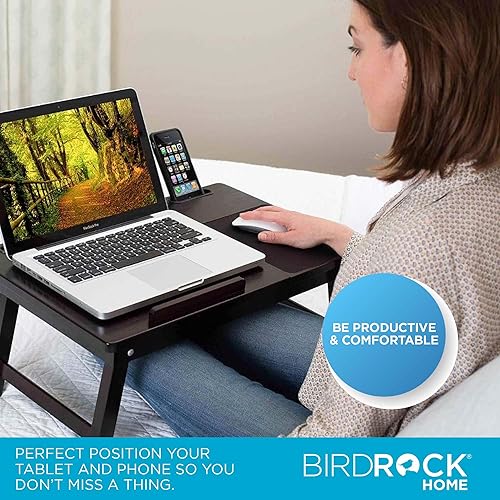 Miniatura 4 de Sofia + Sam Bandeja de cama para laptop con cajón de almacenamiento, patas plegables ajustables y alfombrilla para mouse | Escritorio portátil para