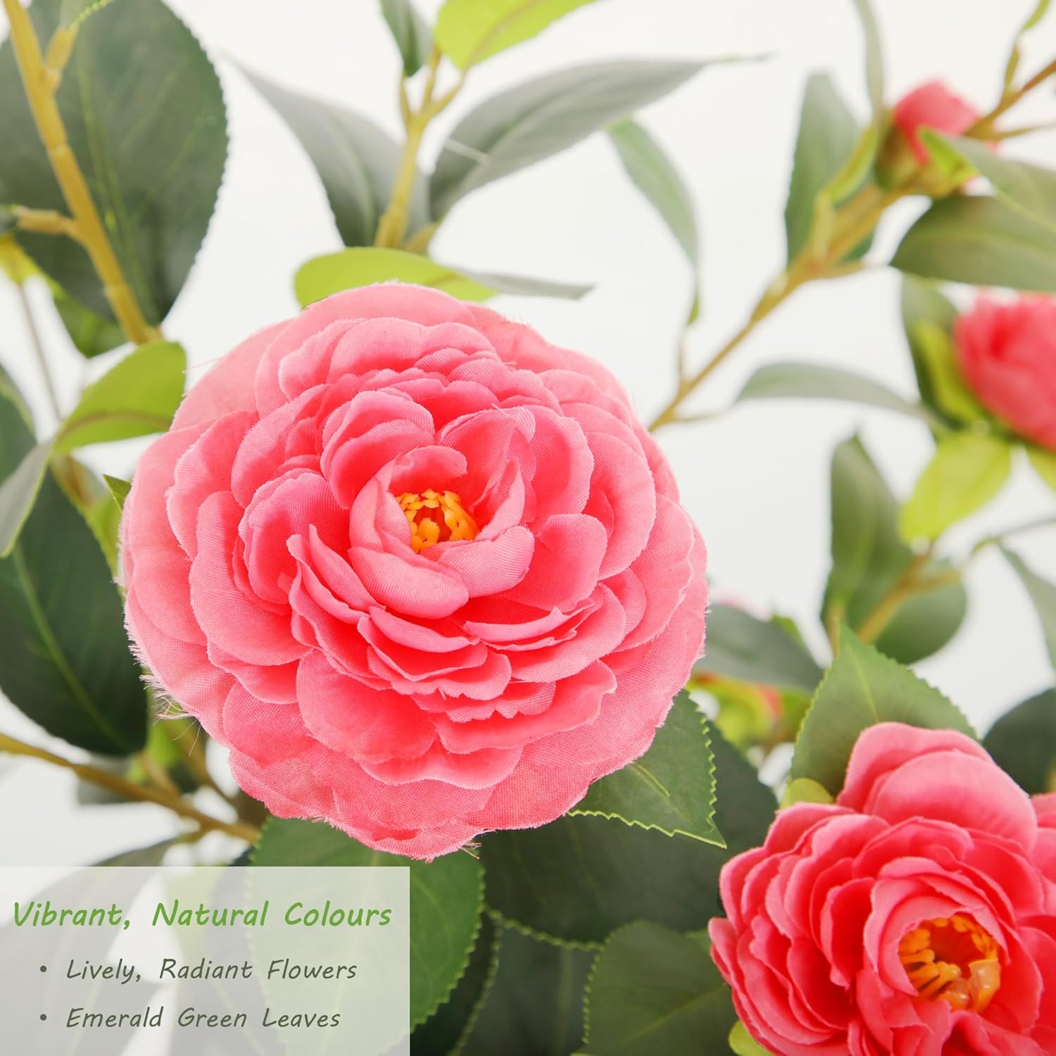 Nafresh 3FT Lush Artificial Pink Camellia Tree Outdoor 2 Pack, 36inch Faux Camellia Plant, Fake Camellia Flowers Tree for Indoor Outdoor Living Room Home Patio Front Door Garden Decor