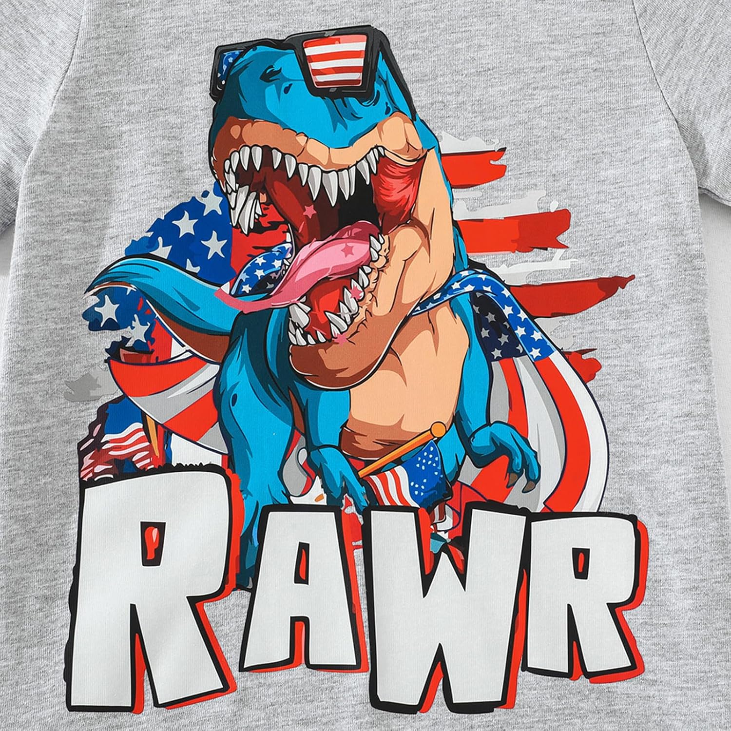 Toddler Boys 4th of July Shirts Cotton American Flag Dinosaur T-Shirts Kids Patriotic Short Sleeve Tees Top 2-7 Years
