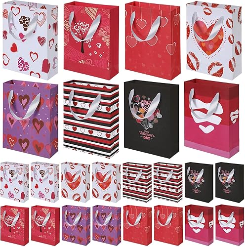 Zonon 24 bolsas de papel de San Valentín, bolsas de regalo, bolsas de papel kraft con corazones para fiesta con cinta blanca para aniversario del disponible en Yaxa Venezuela