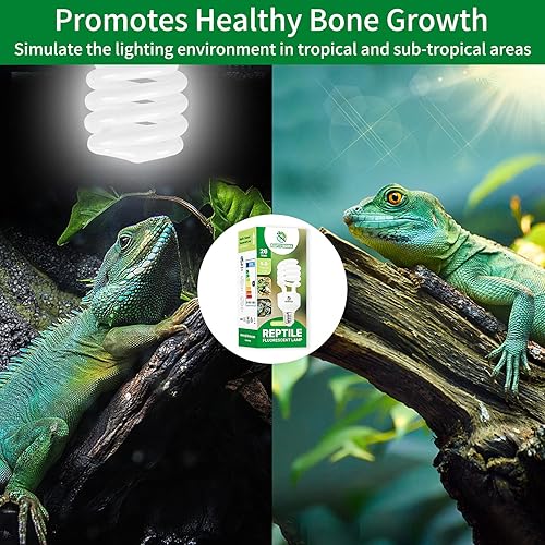 Miniatura 6 de REPTI HOME Luz UVB para reptiles 5.0, 26 W Tropical y Subtropical UVA UVB Bombilla para reptiles, Terrario Tropical Compacto Fluorescente Bombilla
