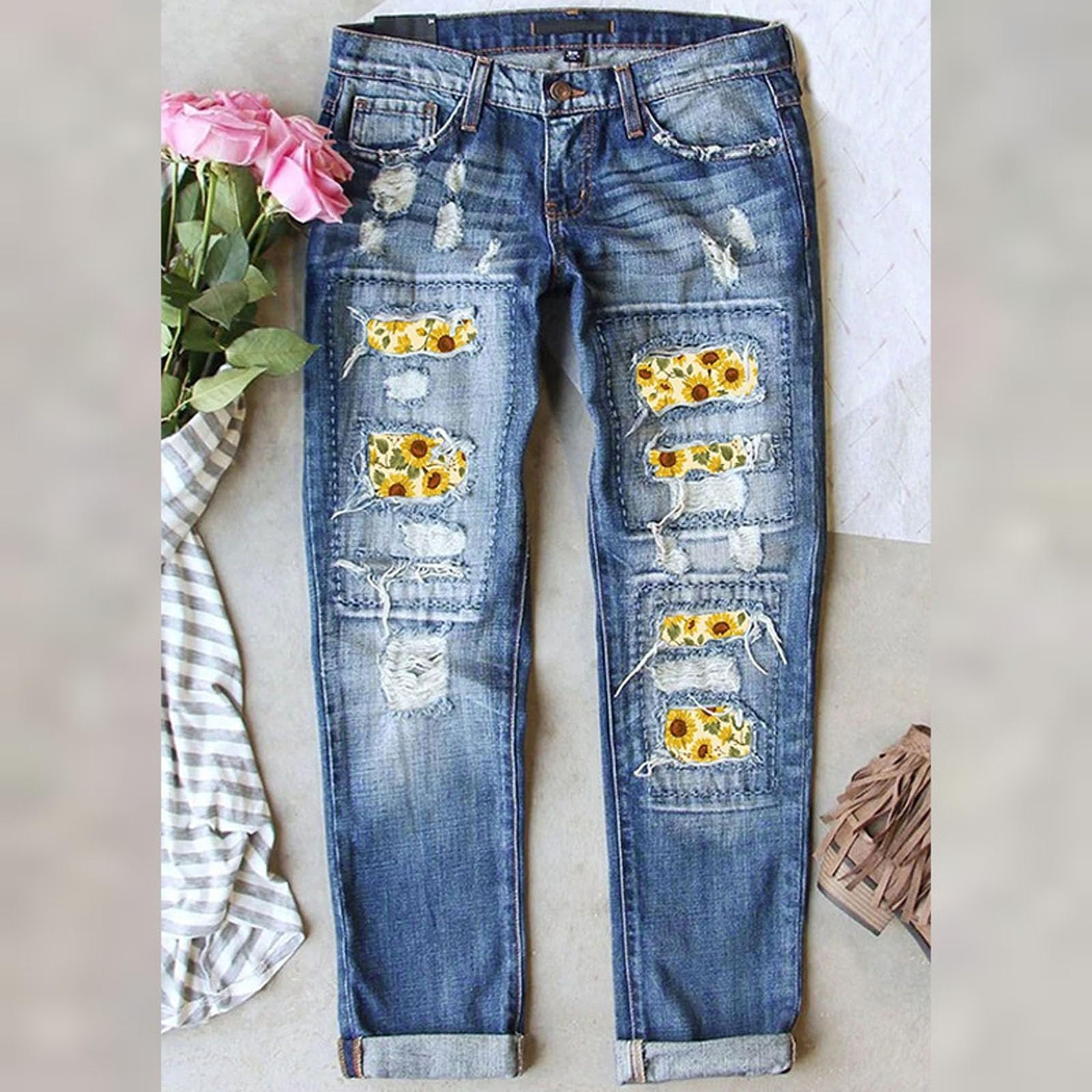 Jeans da donna skinny a vita alta, patchwork, jeans da donna, estivi, jeans da donna, alla moda, per il tempo libero, pantaloni estivi, slim fit, jeans Boyfriend Y2K, pantaloni comodi