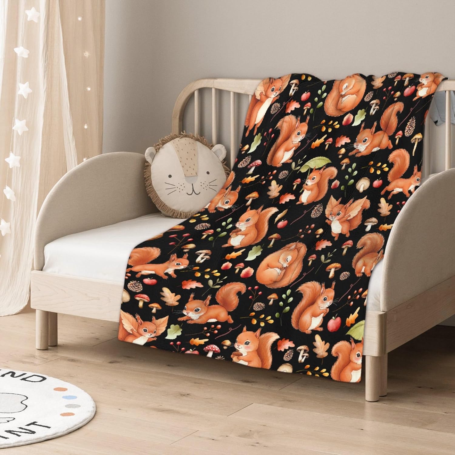 Squirrel Blanket,Cute Squirrel Gifts for Kids, Soft Flannel Llightweight Animal Throw for Girls Boys Women Men, Bedroom Bed Sofa Decoration for Kids Women Men Room,40"x50"