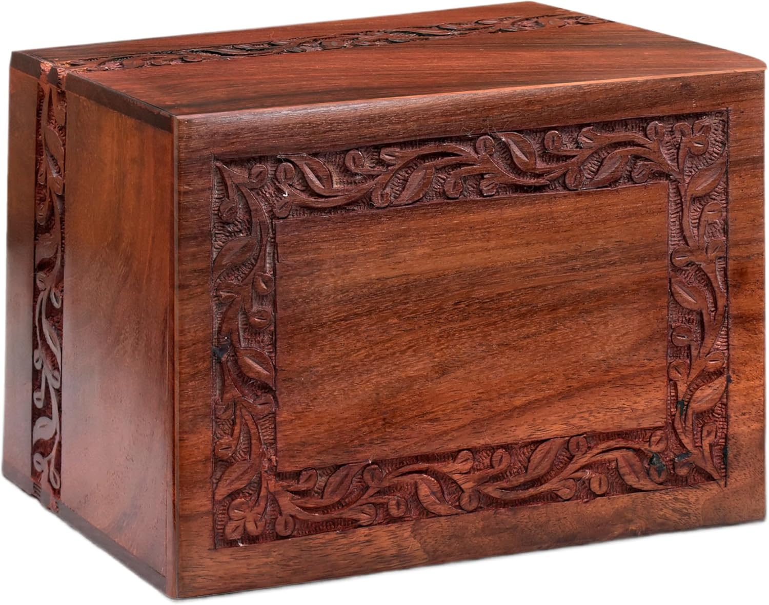 Rosewood Cremation Urn for Human Ashes Adult Male/Female - Decorative Urns - Wooden Casket Urn - Funeral Burial Urns ​for Human Ashes (Border Engraved, Fits 10 Cubic Inches)