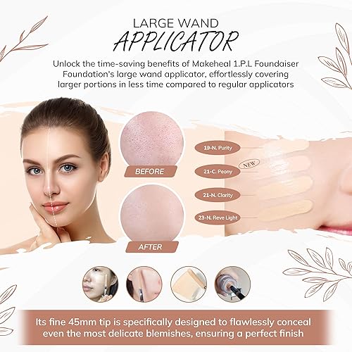 Miniatura 5 de Base de maquillaje 1.P.L SPF 20 PA ++, 24 horas de cobertura duradera, aplicador de varita grande, base de doble función, cobertura perfecta de