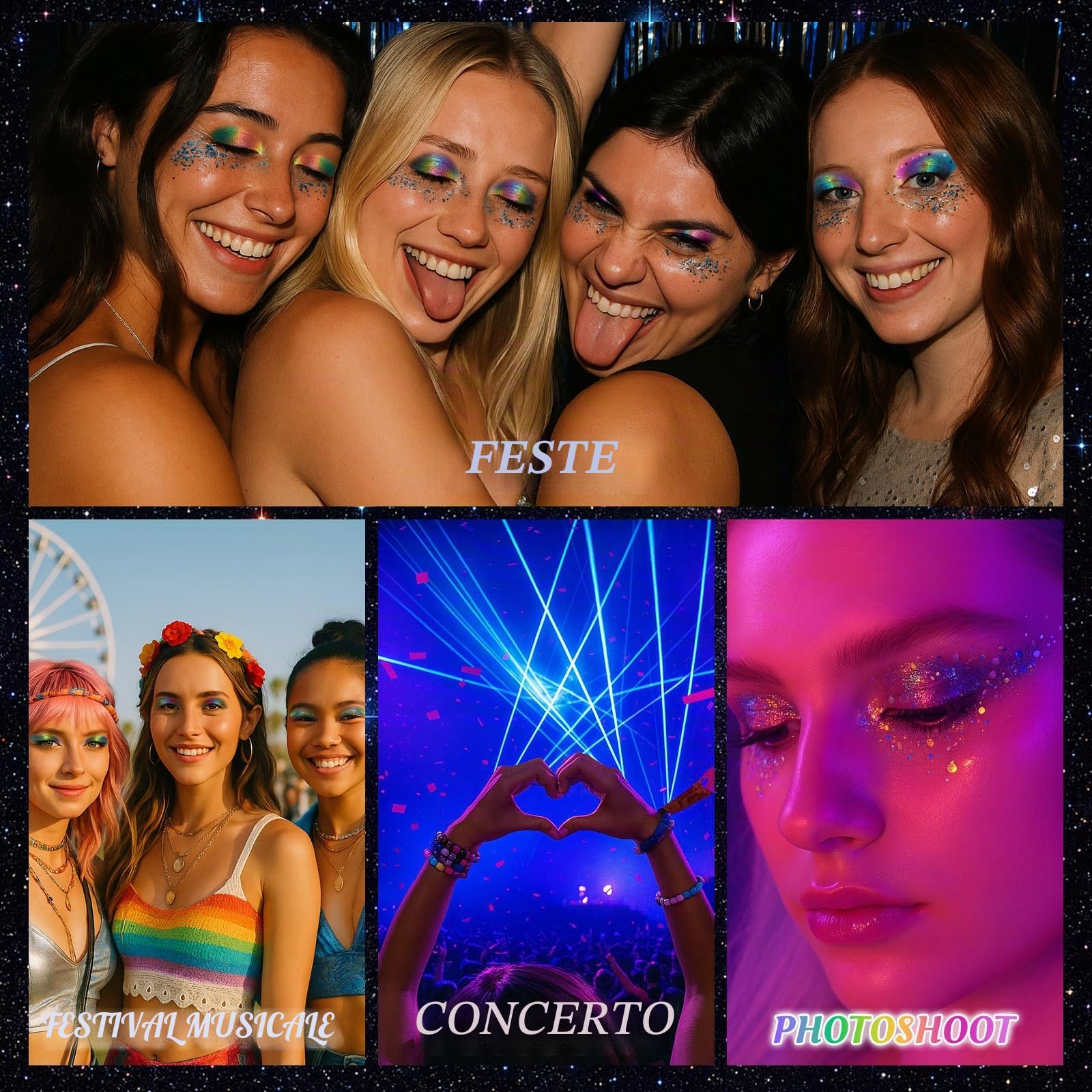 UCANBE Palette di ombretti Chameleon Multicrome 10 colori, ombretti metallizzati riflettenti, con cambiamento di colore, versatili, mistibili, con glitter olografici