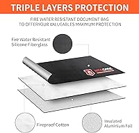 Vista 3 de Bolsas de documentos ignífugas, (15 x 11 y 9 x 7 pulgadas), bolsa de dinero ignífuga que no pica, bolsa de cartera ignífuga, juego de bolsas