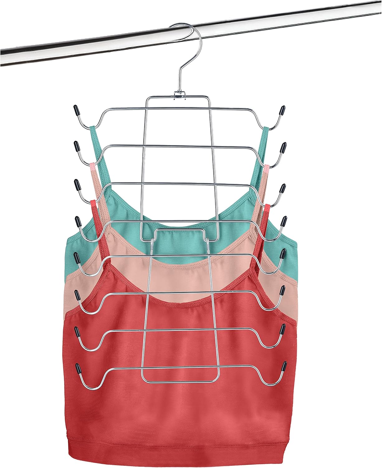 Durable Tank Top Hanger & Bra Organizer - Folding Metal Hanger, Multi-Use 16-in-1 Space-Saving & Bra Hangers Great for Lingerie, Bathing Suits, Strappy Dresses, Accessories, Tie/Belts