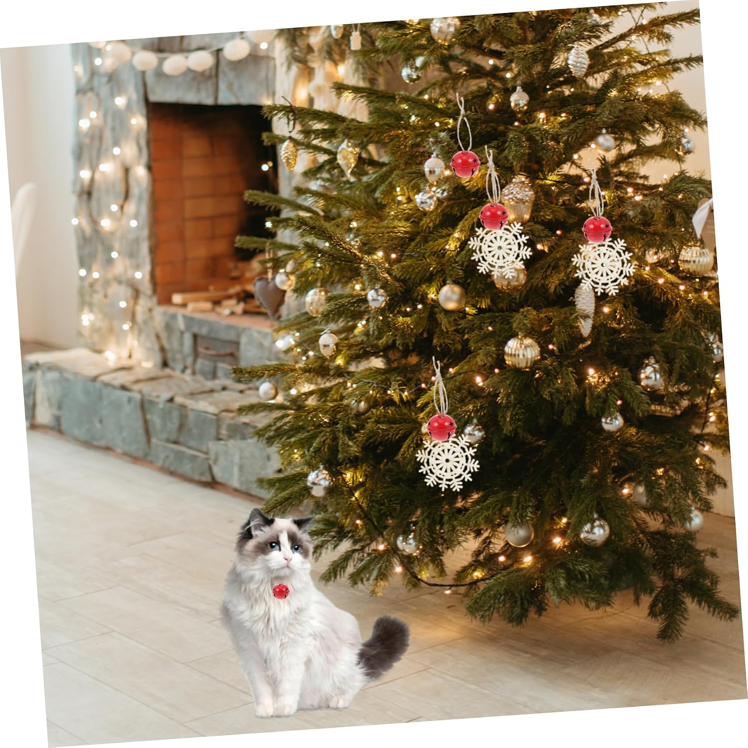 Cabilock 40pcs Christmas Hanging Bells Pendants Iron Snowflake Design Decorations for Tree Wall and Festive Seasonal Charm