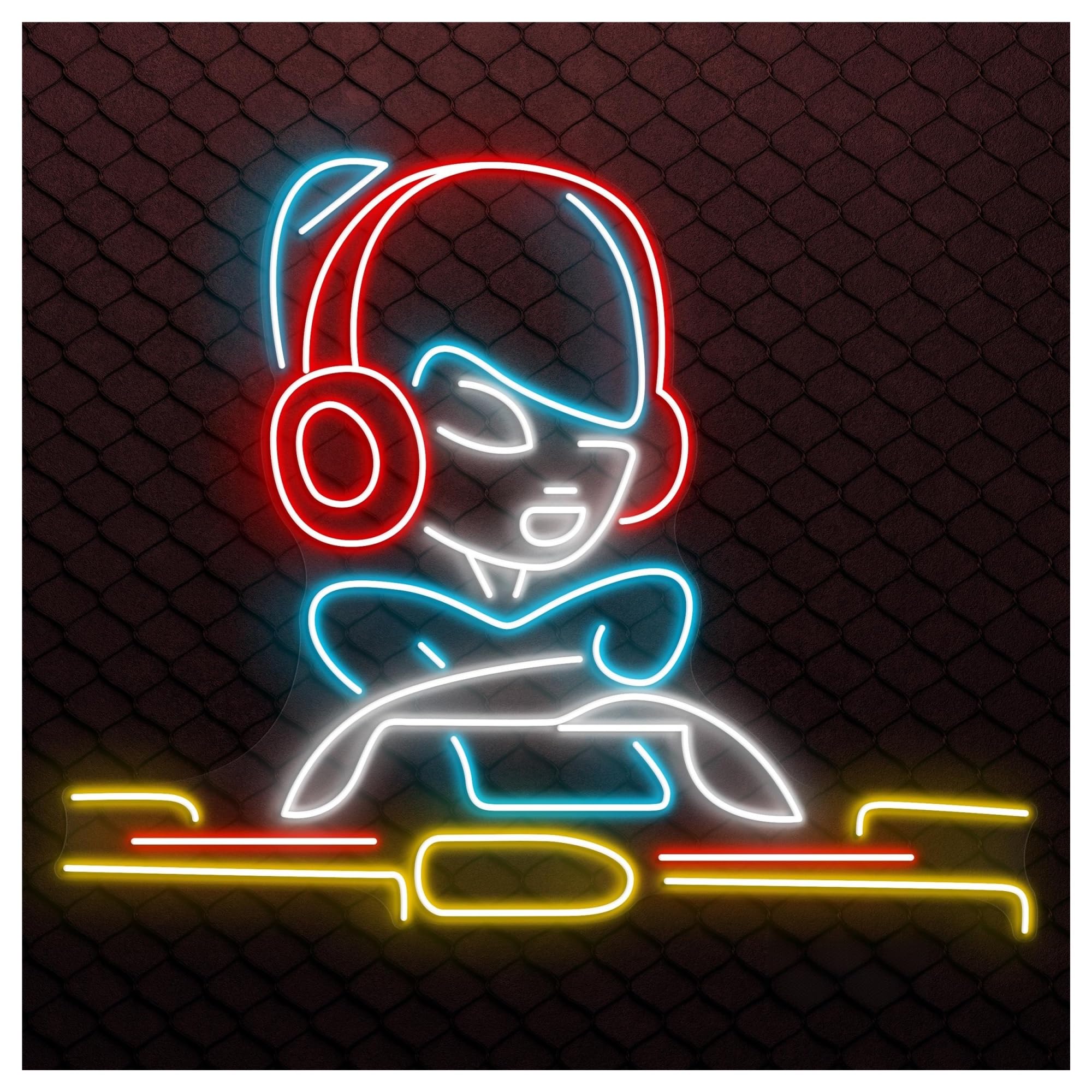 Hanging Art Neon Signs Alien Dj Neon Sign, Suitable For Dance Club Decor With Brightness Adjustable 50cm