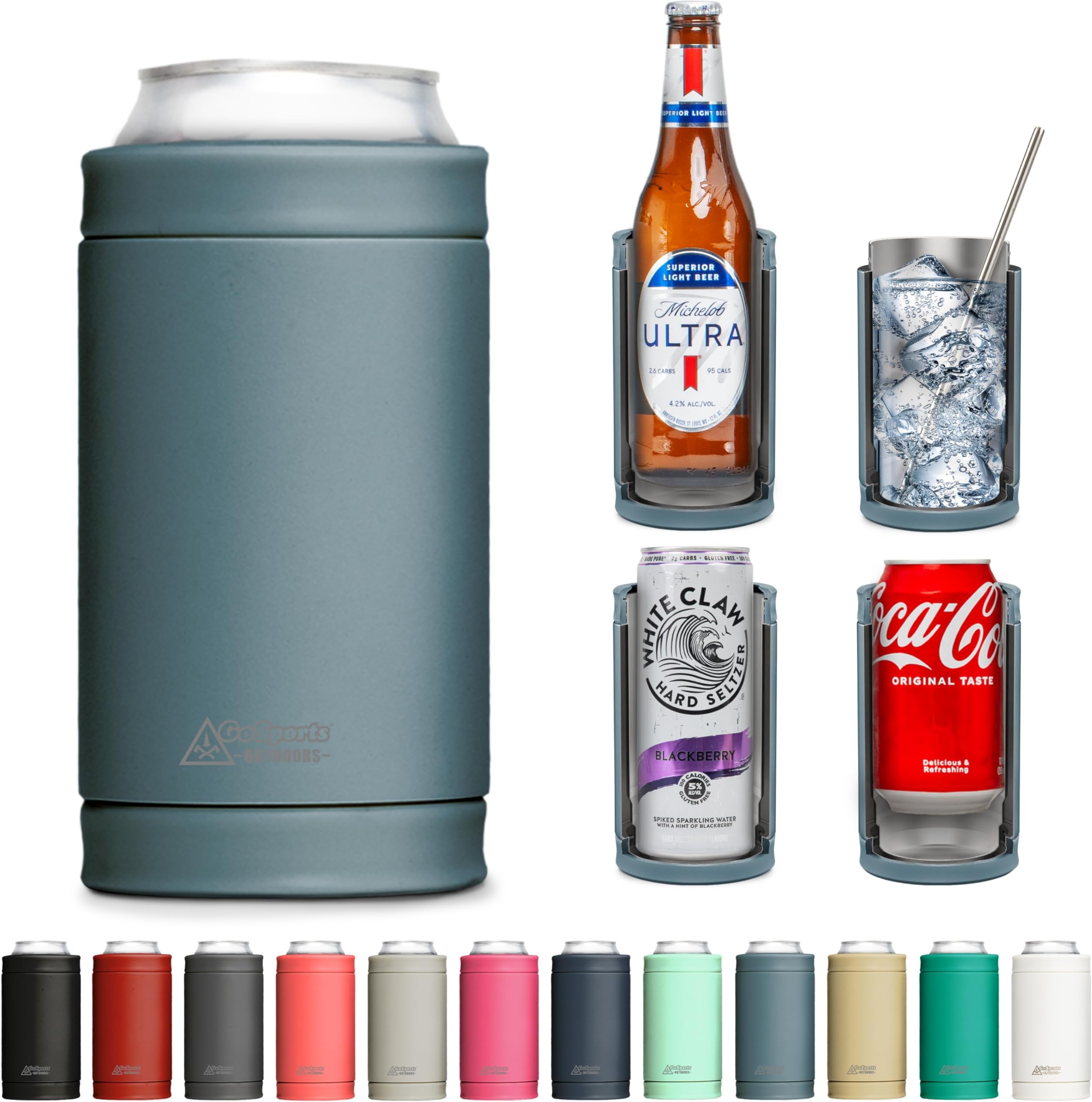 3 in 1 Insulated Can Cooler - 15+ Colors - Universal Size for 12 oz Cans, Slim Cans, and Bottles