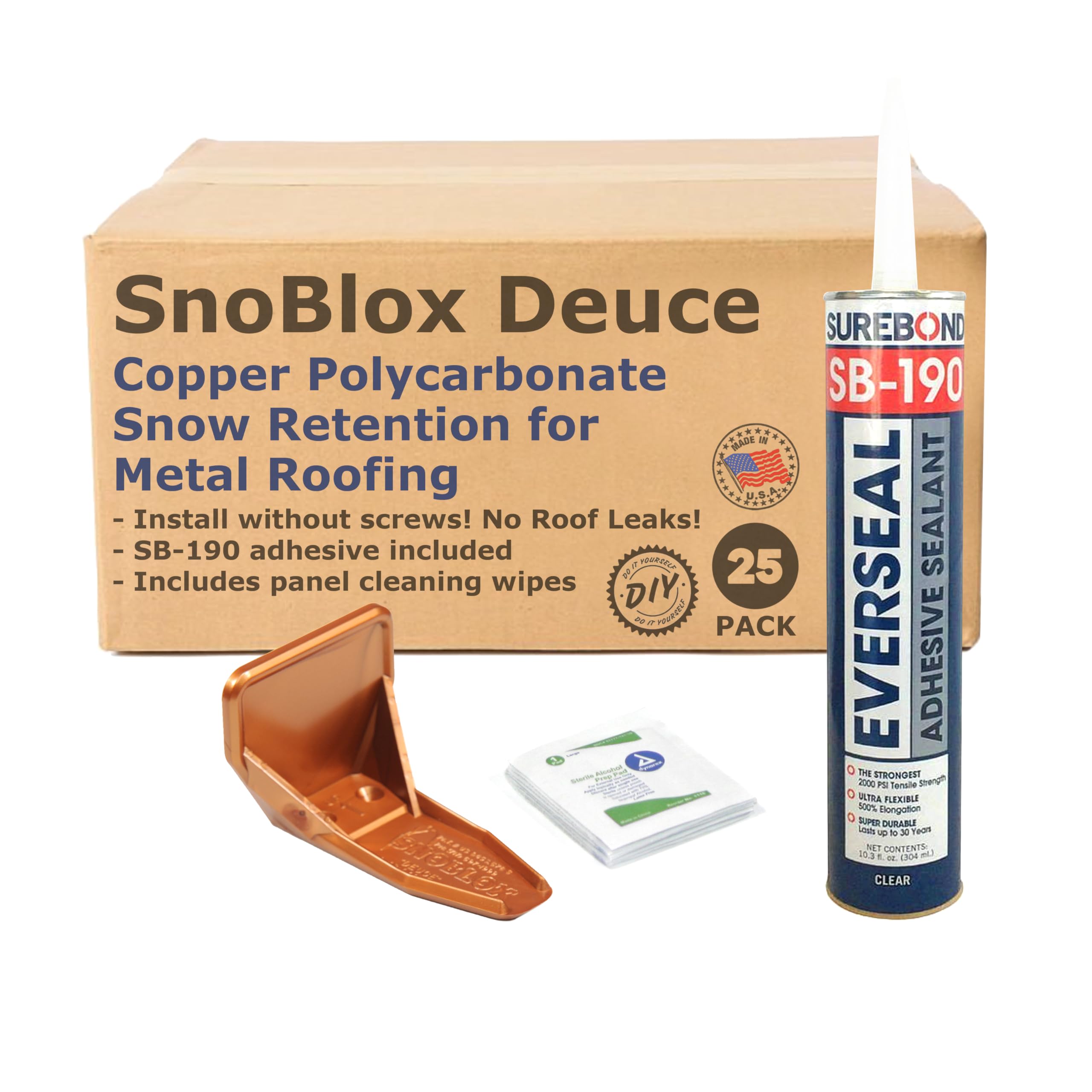 SnoBlox Deuce Snow Guards for Metal Steel Corrugated Roof (25 Pieces with Adhesive) (Copper Color)