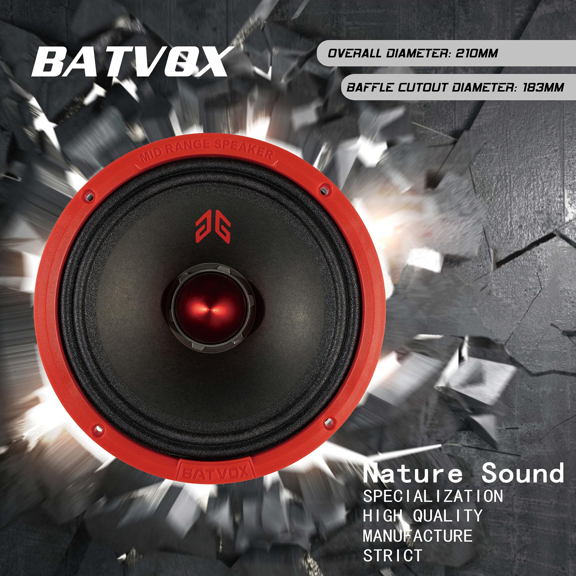 MX80E2 - Altavoces de 8 pulgadas (640 W, 4 ohmios, Red Bullet, calidad premium, para coche o camión, sistema de sonido estéreo, 2 altavoces)