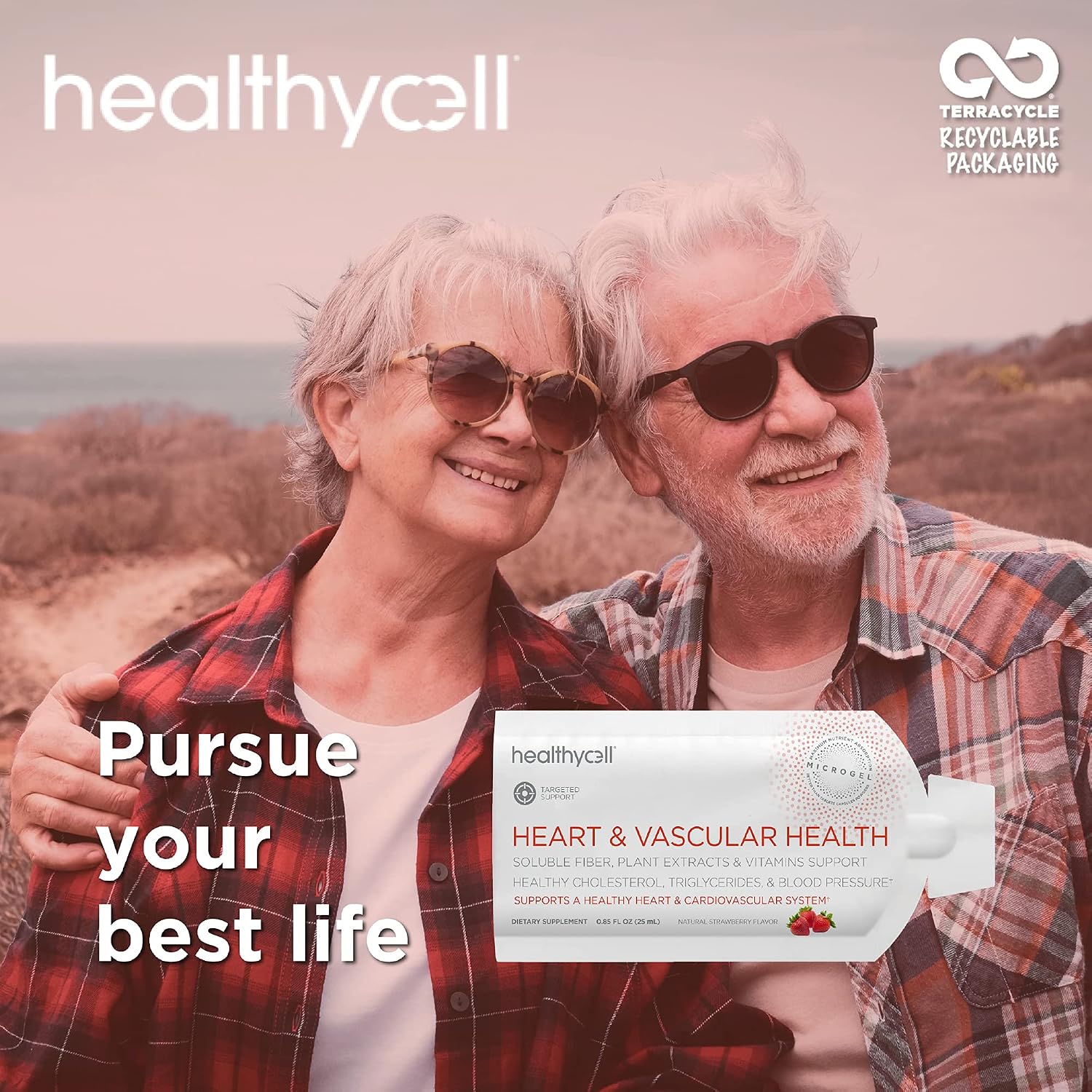 Healthycell Heart & Vascular Health, CoQ10, Omega-3, Resveratrol, Vitamin K2, Beet Root, Grape Seed, MICROGEL (30 Gel Packs)
