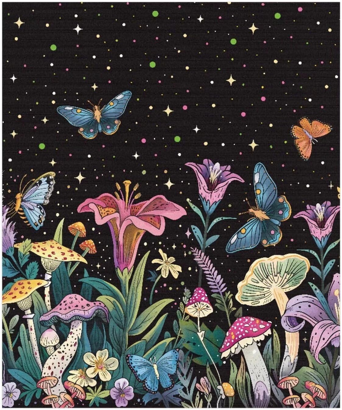 Magnetic Dishwasher Cover Panel, 21 W x 25 H Inch Flower Butterfly Dishwasher Magnet Covers Refrigerator Decal Panels Kitchen Appliances Decorative Stickers