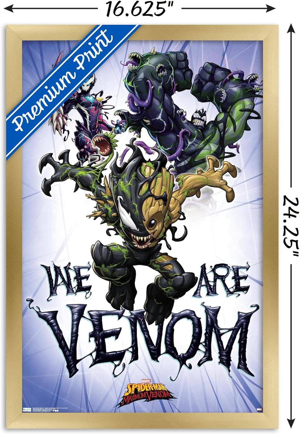 Trends International Marvel Comics TV - Spider- Man: Maximum Venom - We Are Venom Wall Poster, 14.725" x 22.375", Gold Framed Version