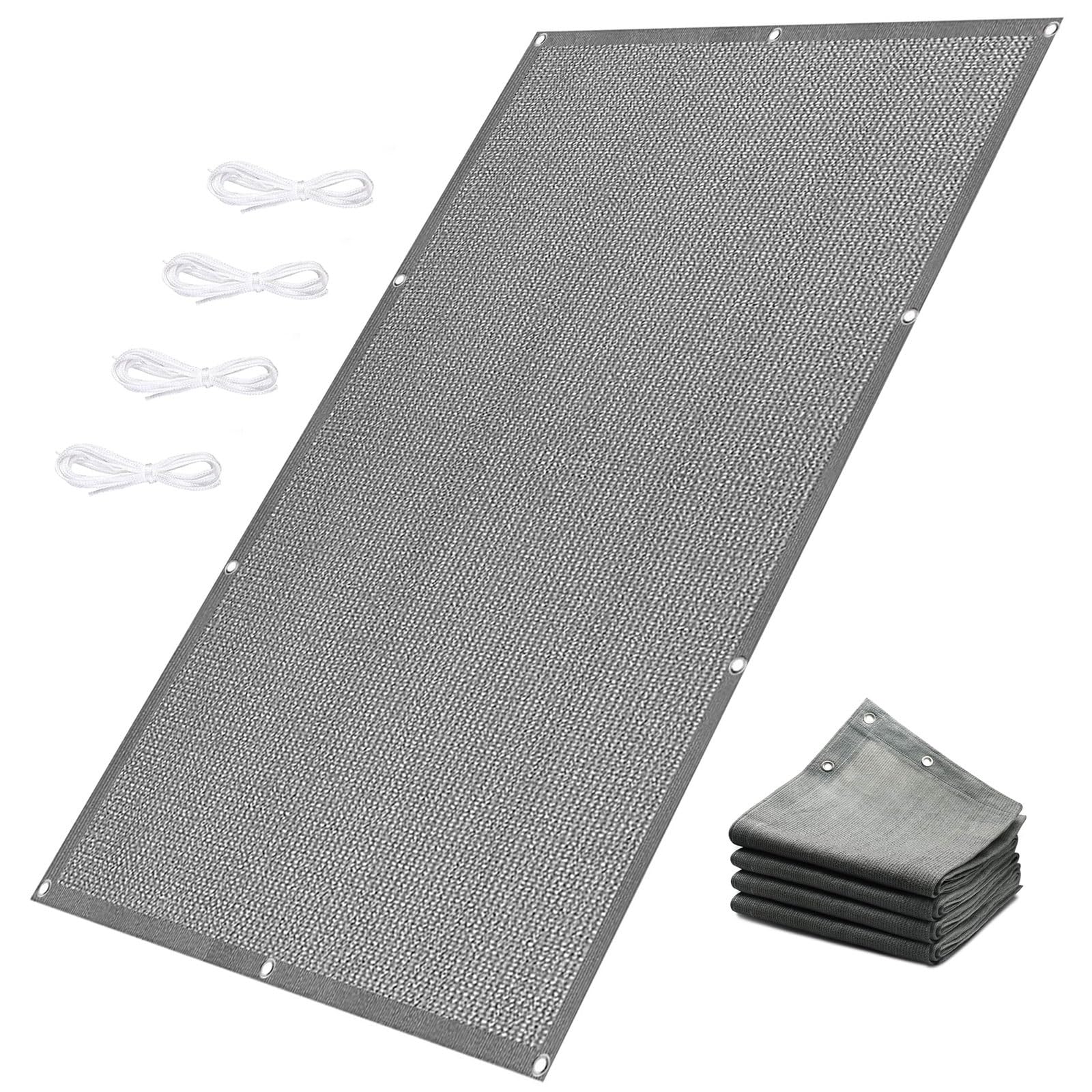 Voile d'ombrage haut de gamme 1.5x2.6m gris clair avec oeillets renforcés