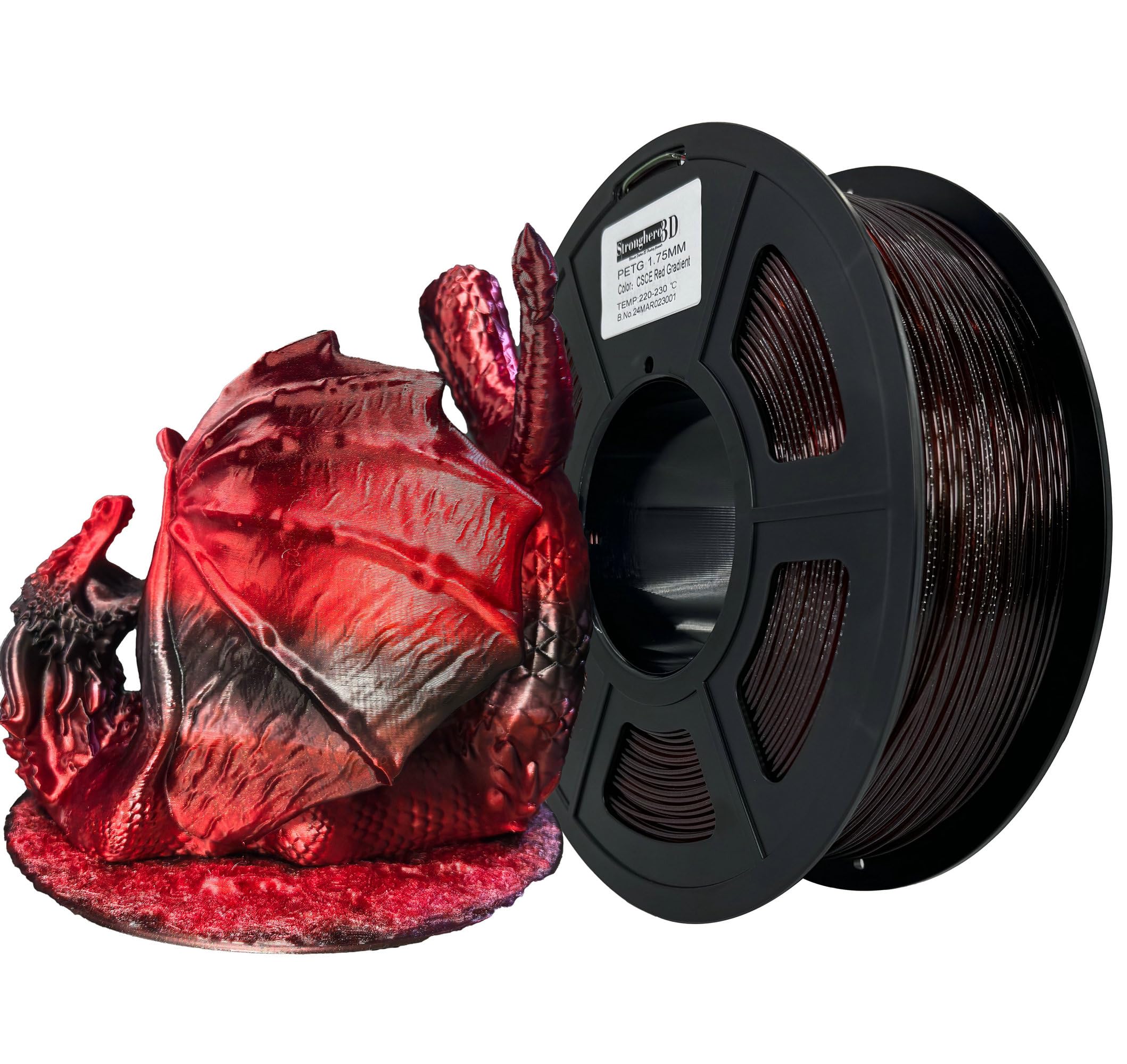 PETG 3D Printer Filament 1.75 mm,Translucent Red Black,Ruby Red Gradient,Multi Color PETG Filament,Accuracy +/- 0.05 mm net Weight 1 kg