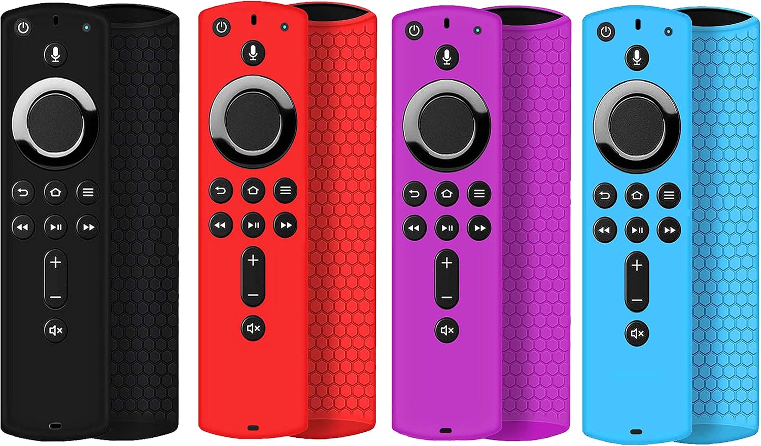 4 Pack Remote Cover for FireStick TV 4K/ FireTVStick (2nd Gen)/ FireTV Cube Remote - Auswaur FireSticksticktv Silicone Protective Remote Case Cover Skin Sleeve - Black Red Purple Blue