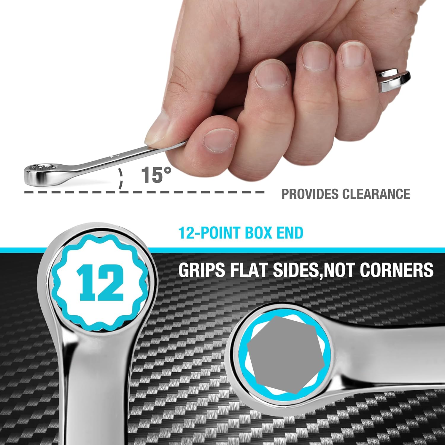 DURATECH 10mm Combination Wrench, Metric, CR-V Constructed with Mirror Polish, 12-Point, 15-Degree Offset