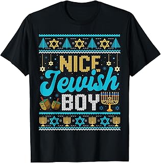 Funny Ugly Hanukkah Sweater Nice Jewish Boy Matching T-Shirt