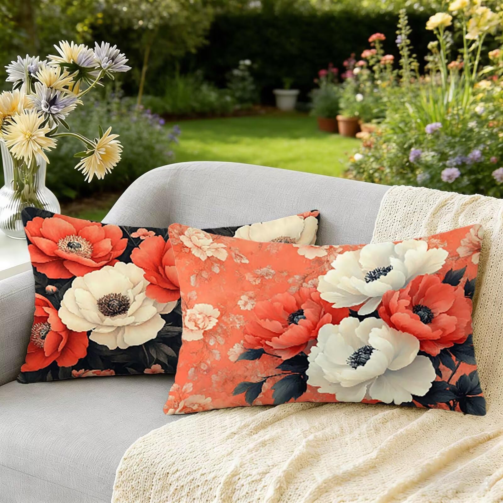 Taie oreiller imperméable contre la pluie lot de 2 housses de coussin orange