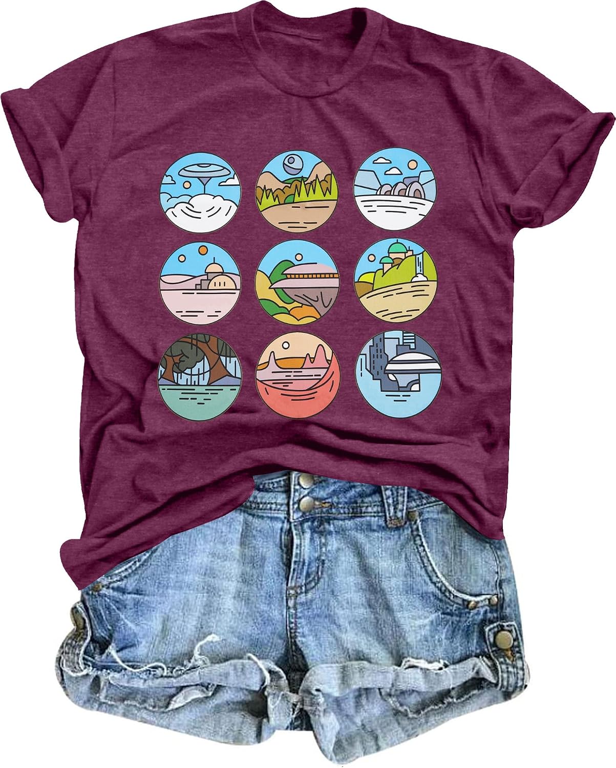 Womens World Traveler Shirt Magic Kingdom Graphic Tshirt Matching Trip T-Shirt Girl Vacation Hodilay Short Sleeve Top