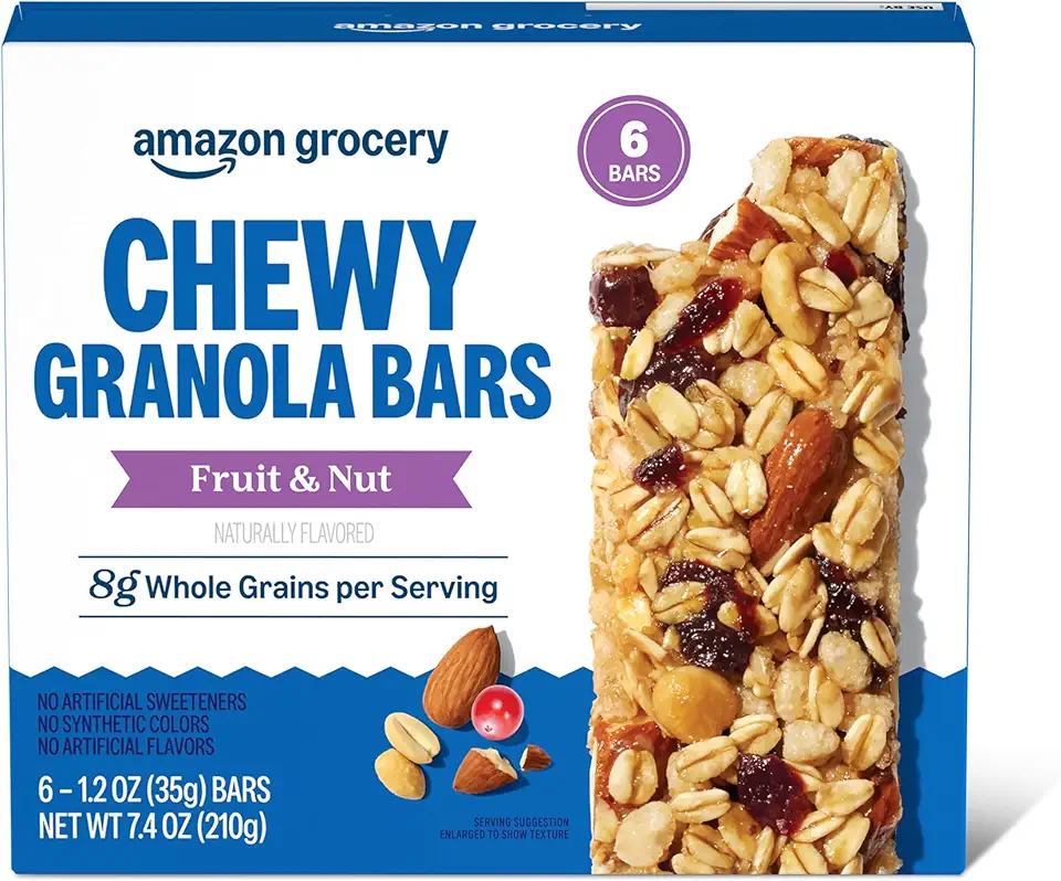Amazon Grocery, Fruit &amp; Nut Chewy Granola Bars, 7.4 Oz, 6 Ct (Previously Happy Belly, Packaging May Vary)