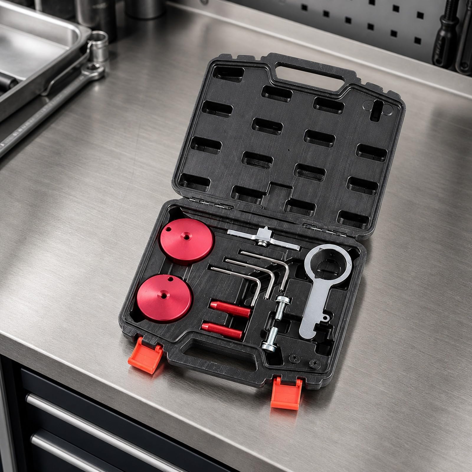 Gralara Outillage Calage Distribution Moteur 2.0 Accessoires Métalliques Verrouillage Broches Connexion dans Mallte Rangement pour Réparation Voiture Maintenance Courante