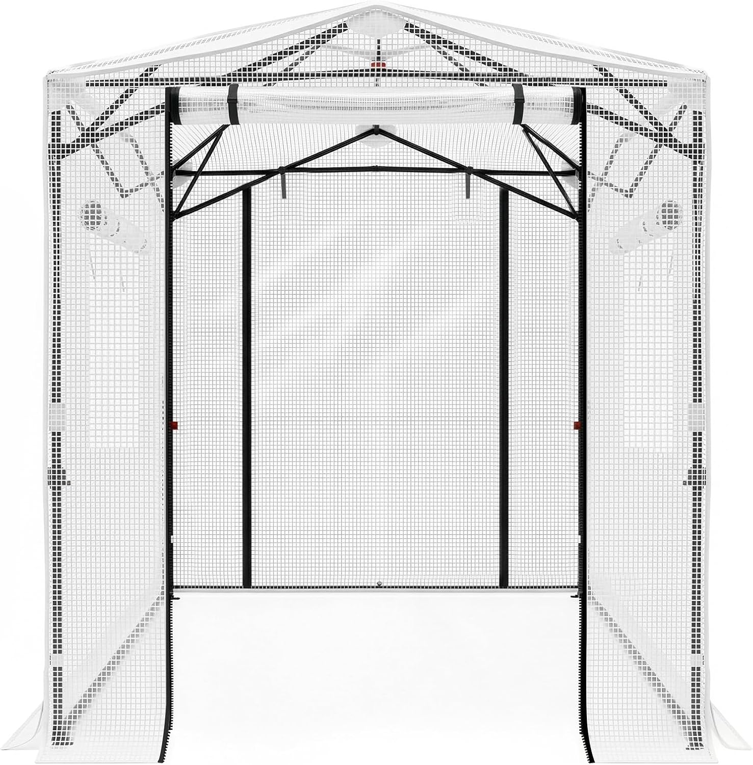8X6 FT Greenhouse,Indoor Outdoor Plant Gardening Green House, Portable Walk-in Greenhouses with Roll-Up Zipper Door, for Garden and Backyard, Easy Setup (White)