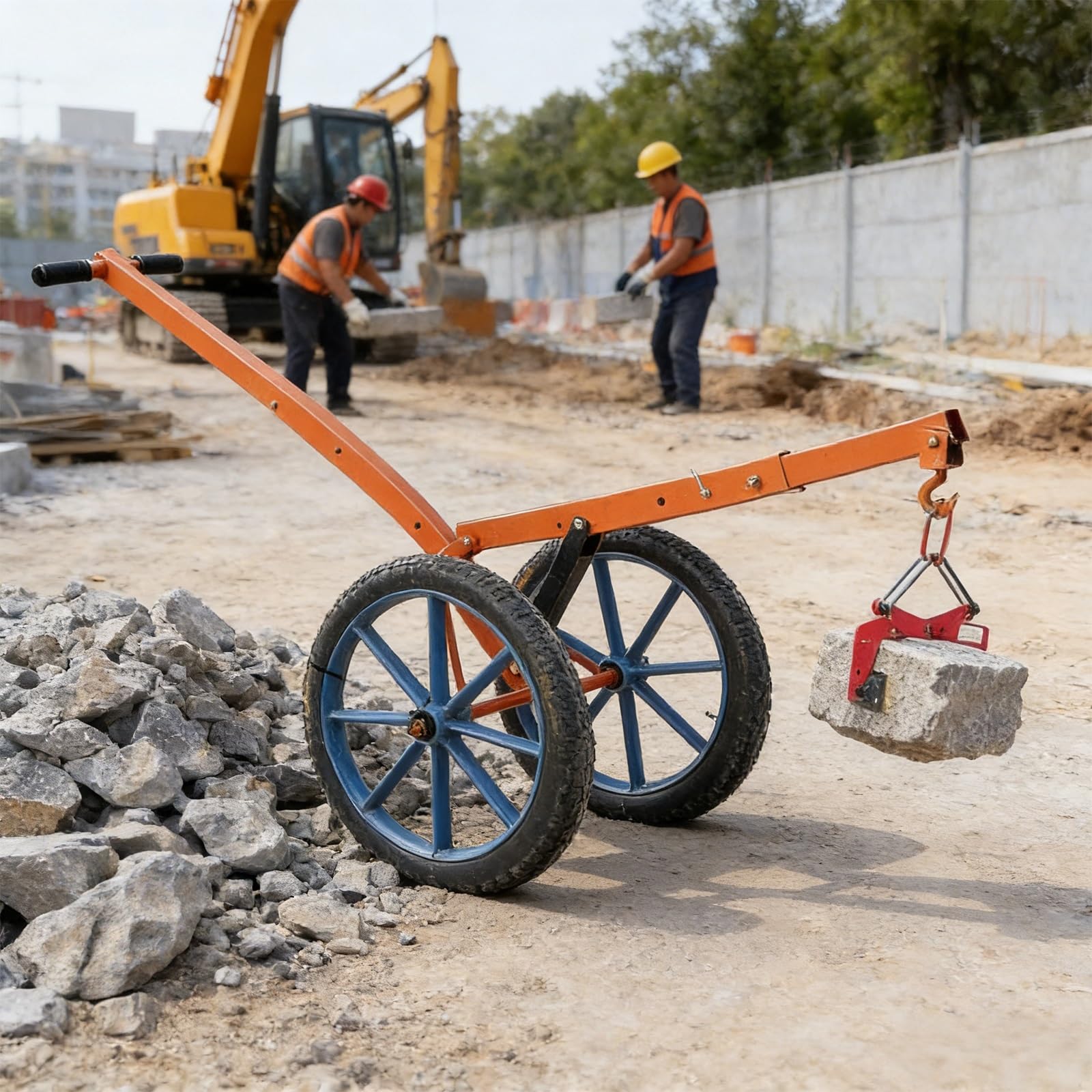 Wózek ręczny z kółkami, wózek podnośnikowy ze stali, regulowany podnośnik pokrywy z hakami obrotowymi i klamrami do kamienia, rozwiązania do podnoszenia i transportu ciężkich ładunków (70 cm)