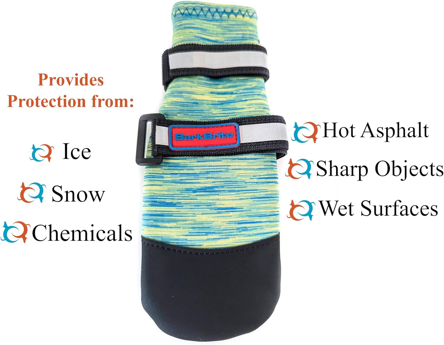 All Weather Neoprene Paw Protector Dog Boots with Reflective Straps in 5 Sizes! (Turquoise Large)