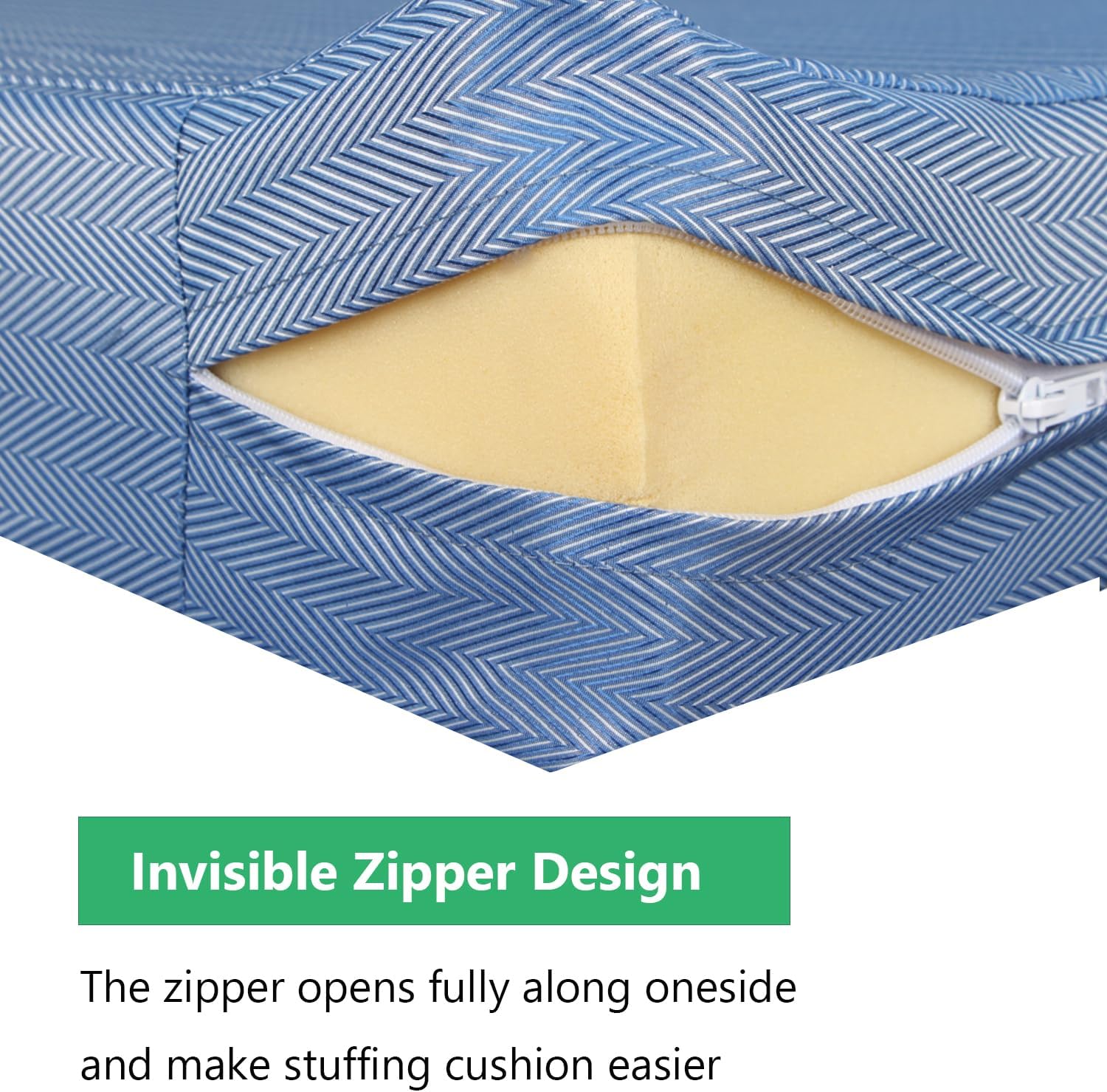 EHouseHome Herringbone Patio Chair Seat Cushion Covers,Washable UV Resistant Slip Covers Replacement,Waterproof Outdoor Cushion Pillow Seat Cover for Couch,Garden,Sofa,22"×22"×4"(4 Covers Only,Blue)