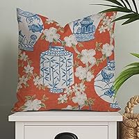 Vista 1 de Funda de almohada azul con tarro de jengibre de 22 x 22 pulgadas, funda de almohada con tarro de jengibre Chinoiserie Eurosham Accent Toss