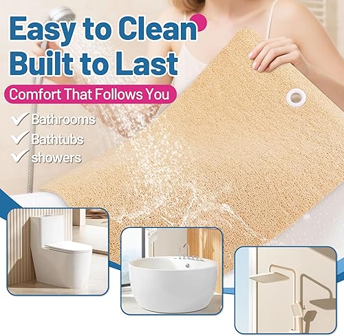 Miniatura 10 de Value - Juego de 5 piezas, 1 alfombrilla de ducha antideslizante, 3 esponjas exfoliantes de red africana, 1 gancho de secado para baño, bañera y show