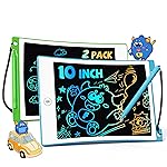TEKFUN Toys for Kids, 10in 2 Pcs LCD Writing Tablet, Erasable Doodle Board Reusable Drawing Pad for Boys with Anti-Lost Stylus, Car Trip Blue Toys Christmas Birthday Gift for Ages 3 4 5 6 7