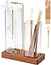 2 in 1 Incense Holder with 7.8" & 5.9" Glass Jars, Large Incense Holder for Sticks, Upside Down Incense Burner with Ash Catcher & Storage for Meditation Yoga Spa Home Decor - 20 Incense Sticks & Brush