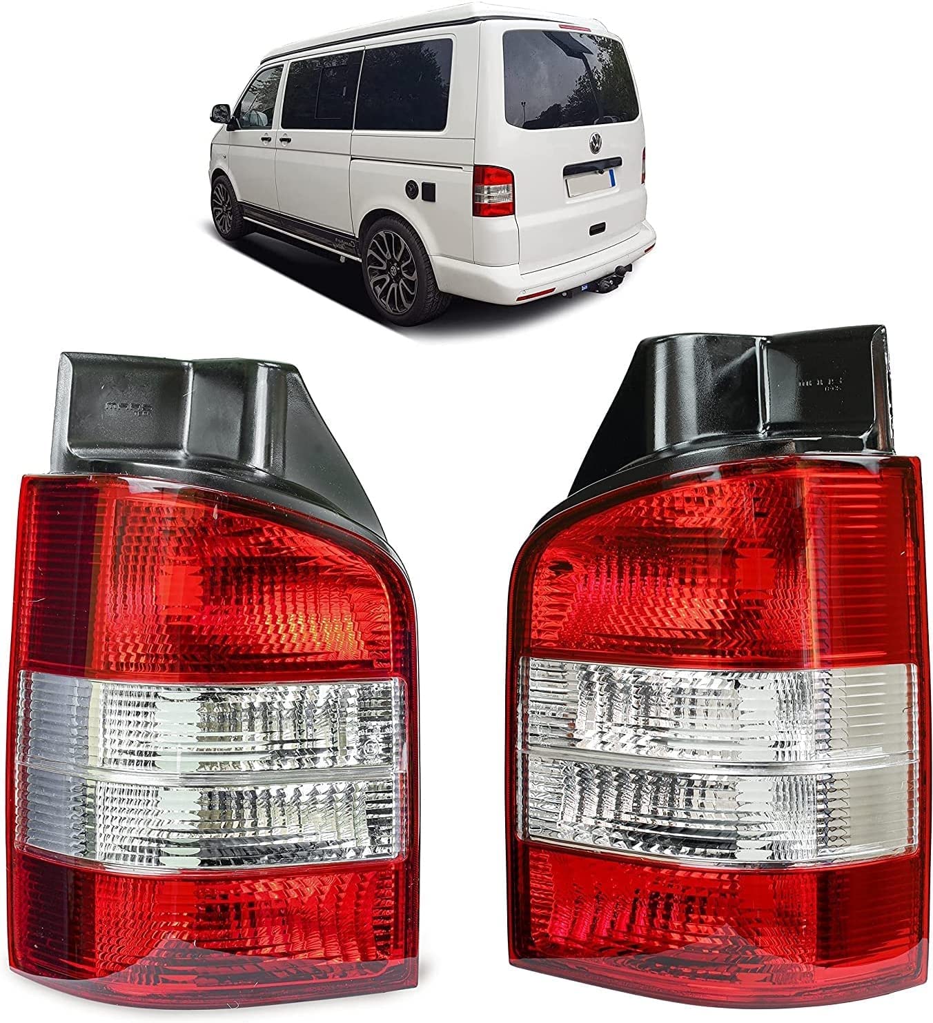 Rückleuchten Set Passend für VW Transporter T5 2003-2015 für die Vertikale Tür mit E-Prüfzeichen Heckleuchte Rücklicht Links + Rechts 7H0945096H 7H5945096H 7H0945095H 7H5945095H